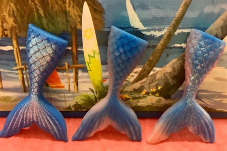 6 - 2 colors wax mermaid tails